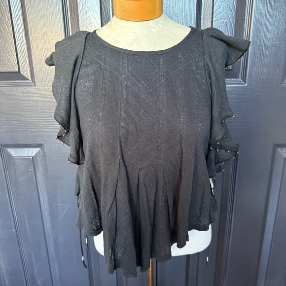 NWT FREE PEOPLE TINY BELLS TANK TOP IN BLACK SIZE: S - Picture 3 of 13